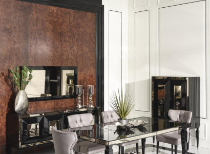 Large dinette Dining set Dining room Dining table Chairs 10 pieces Black Wood